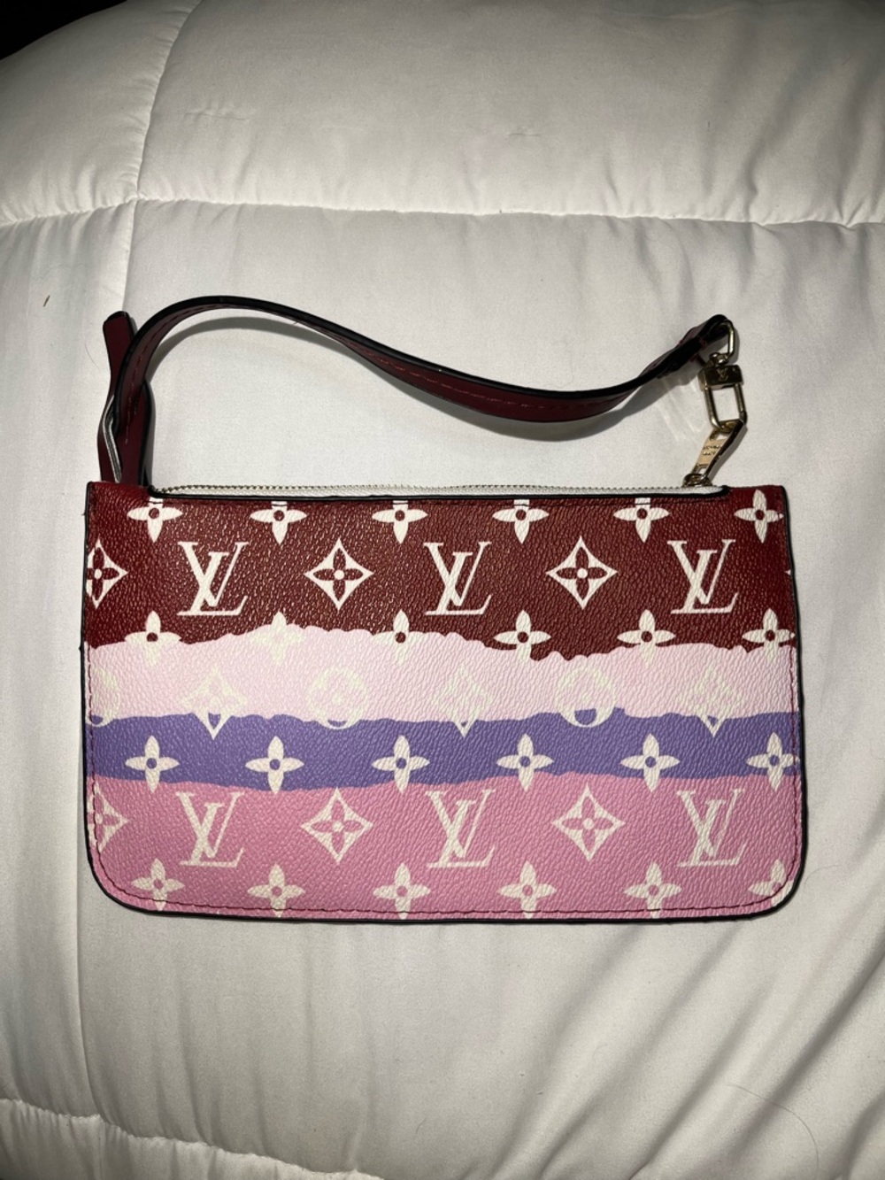 Louis Vuitton Red, Pink & Lavender Monogram Wristlet Pouch